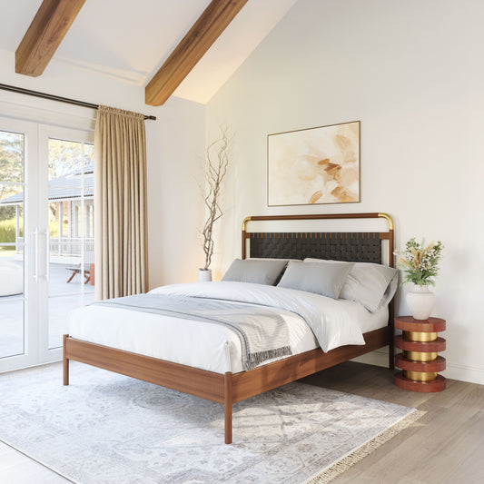 Netz Queen Bed Black & Walnut