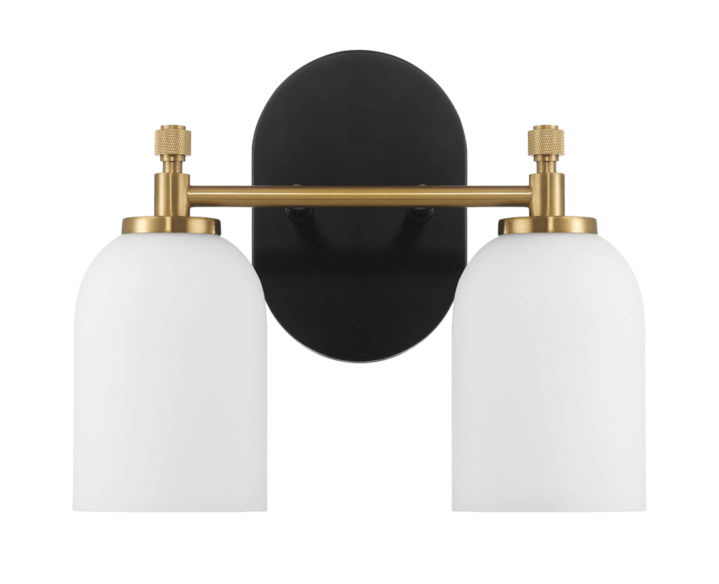 Vortex Two Lights Vanity in Traditional Style for Over Bathroom Mirror Wall Sconce 12.25"W × 10.125"H × 5.5"E With White Frosted Glass